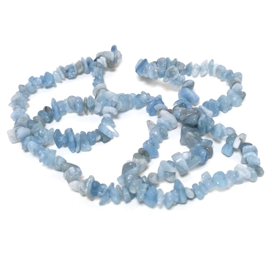 Aquamarine Blue 5-8mm Smooth Chips, Grade B, Dyed Authentic Brazilian Gemstone B