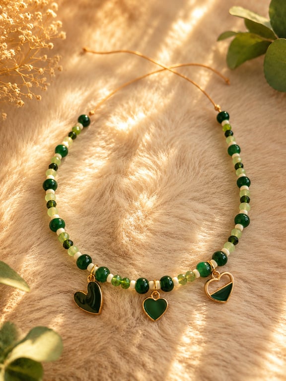 Emerald Green Heart Anklet 