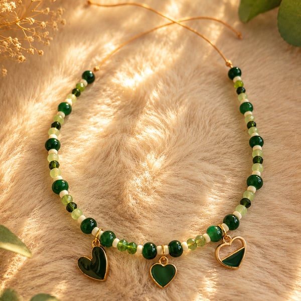 Emerald Green Heart Anklet 