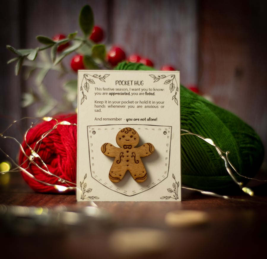 Wooden "Gingerbread man" Pocket Hug