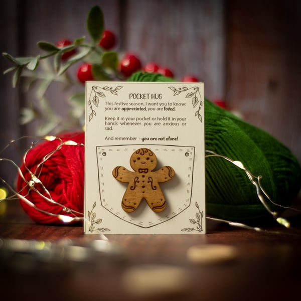Wooden "Gingerbread man" Pocket Hug