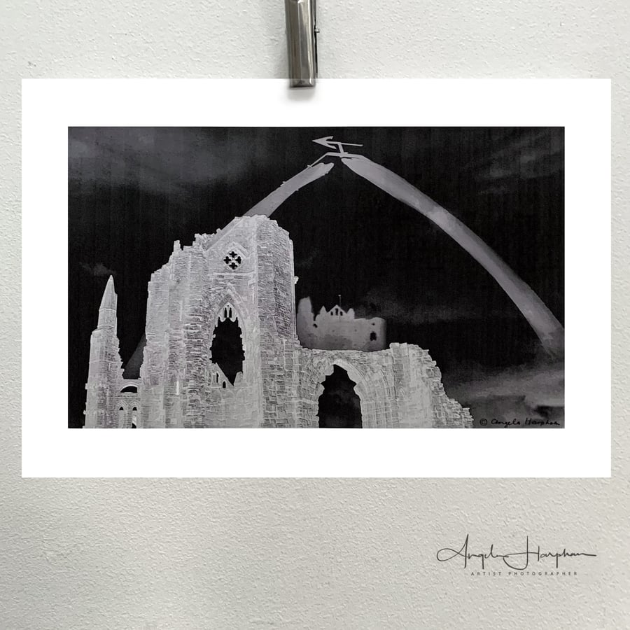 Whitby Black and White Composite Photograph Gothic Abbey 