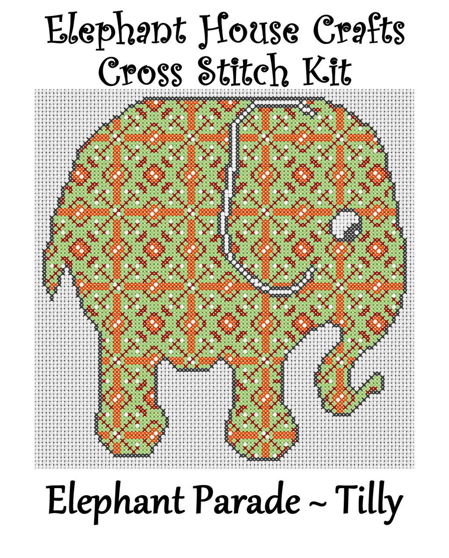 Elephant Parade Cross Stitch Kit Tilly Size Approx 7" x 7"  14 Count Aida
