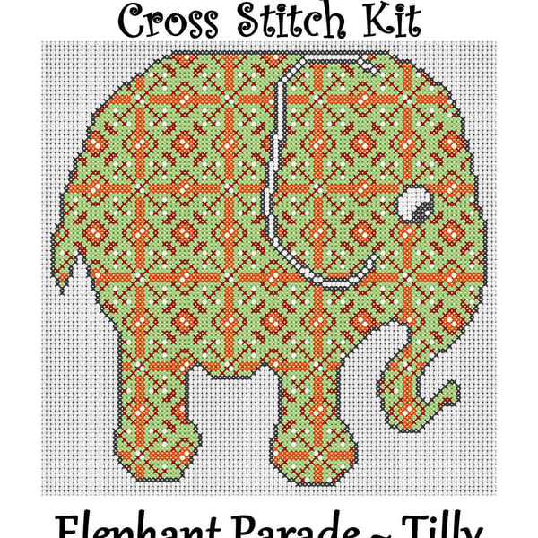 Elephant Parade Cross Stitch Kit Tilly Size Approx 7" x 7"  14 Count Aida