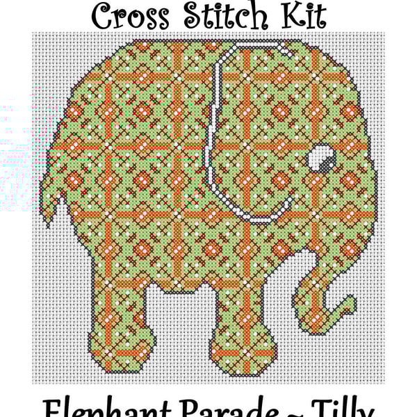 Elephant Parade Cross Stitch Kit Tilly Size Approx 7" x 7"  14 Count Aida