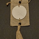 Beautiful handmade airdry clay diffuser wall hanger comes in jute gift bag 