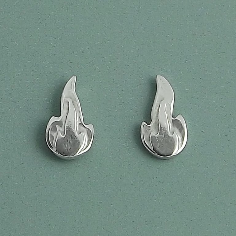Argentium 940 Silver Flame Stud Earrings — Renewal & Transformation Jewellery