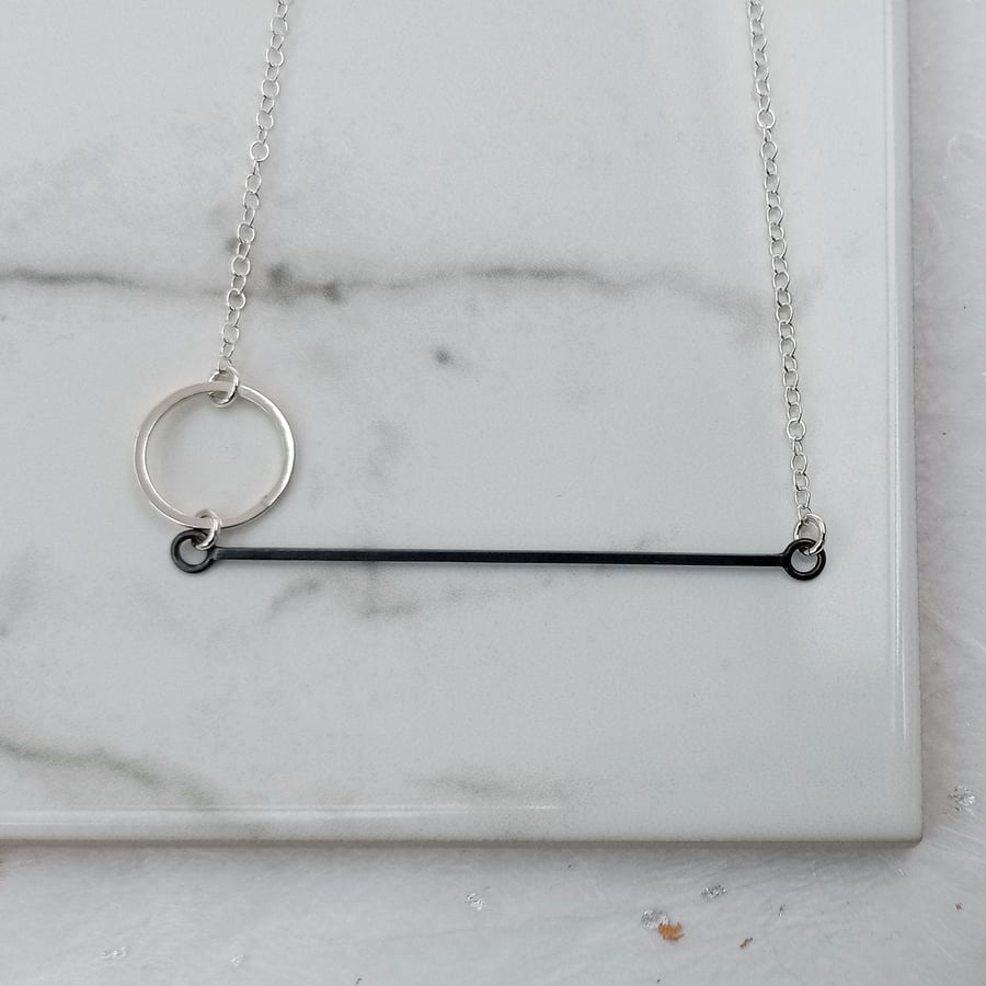 Recycled sterling silver wire necklace – handmade geometric jewellery 