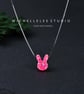 Pink Rabbit Opal Necklace With 925 Sterling Silver Chain