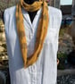 Upcycled Tree of Life Infinity Scarf - Mustard & Brown Cowl - Image 3