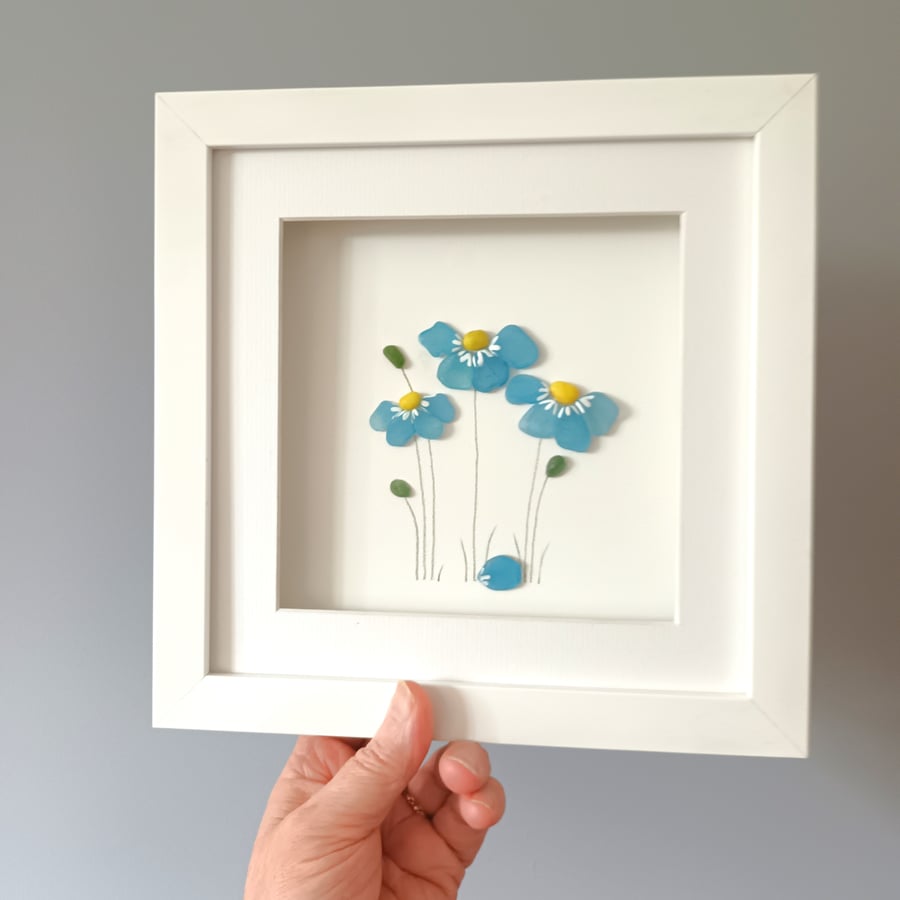 Me Not Flowers, Sea Glass Art, Gifts for... Folksy