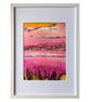 'Warm Pink Landscape' Vividly Coloured Original A4 Framed Painting - Image 1
