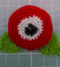 Crocheted contemporary flower brooch - red - Image 2
