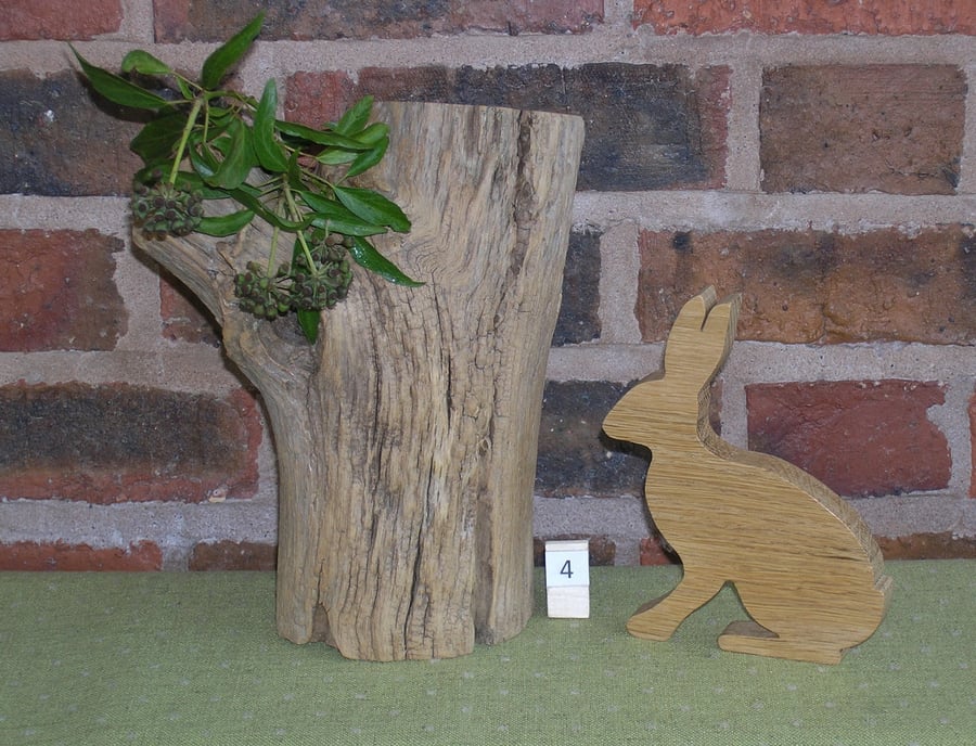 Sitting Hare in Reclaimed Oak No. 4