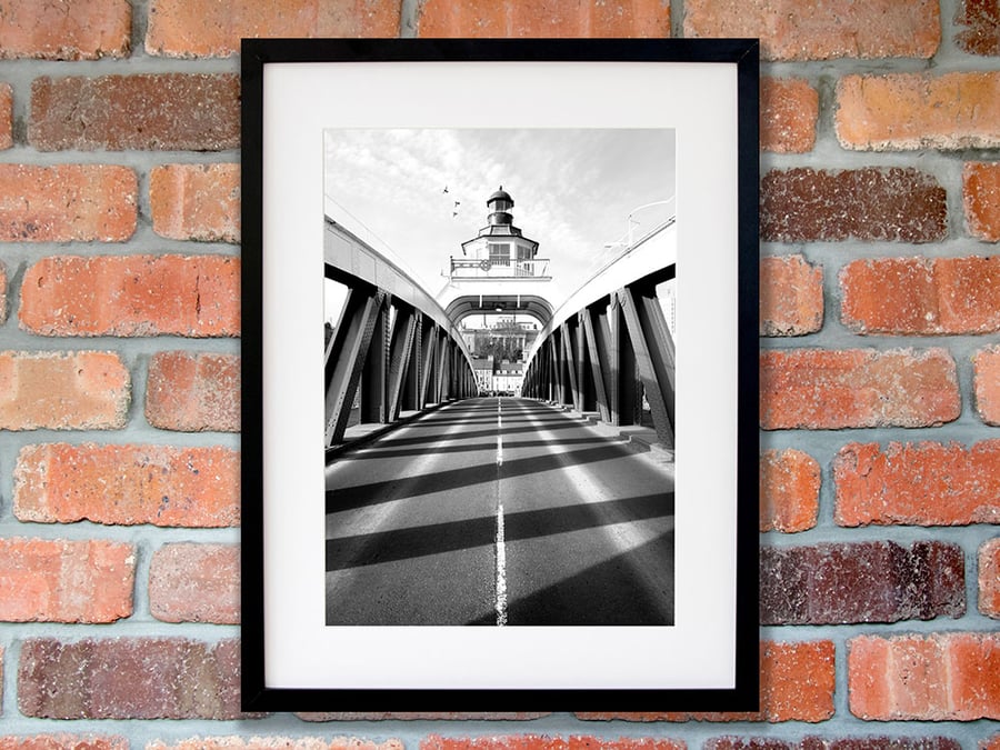 Newcastle Swing Bridge black and white art print, North East photography UK