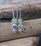 Earrings, Prehnite and hammered silver disc drop earrings, recycled silver, ARC - Image 8
