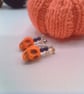 Howlite Skull And Purple and Black Miracle Bead Stud Earrings, Halloween - Image 5