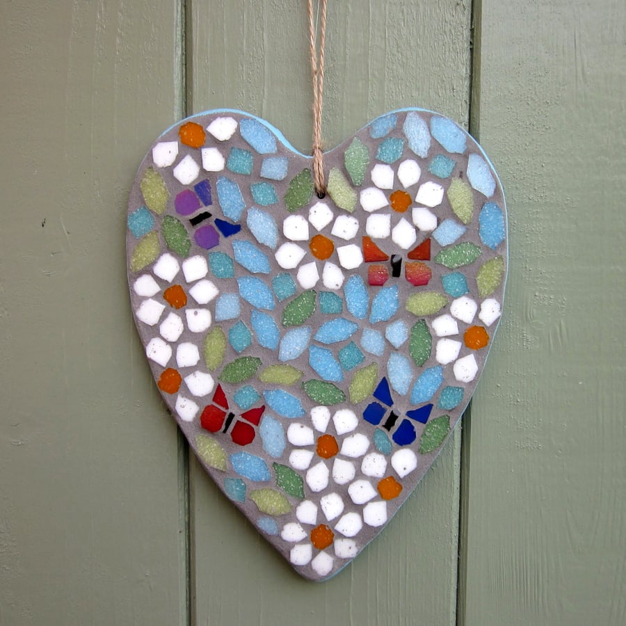 Mosaic Hanging Heart Garden Decoration Summer Daisies Flower