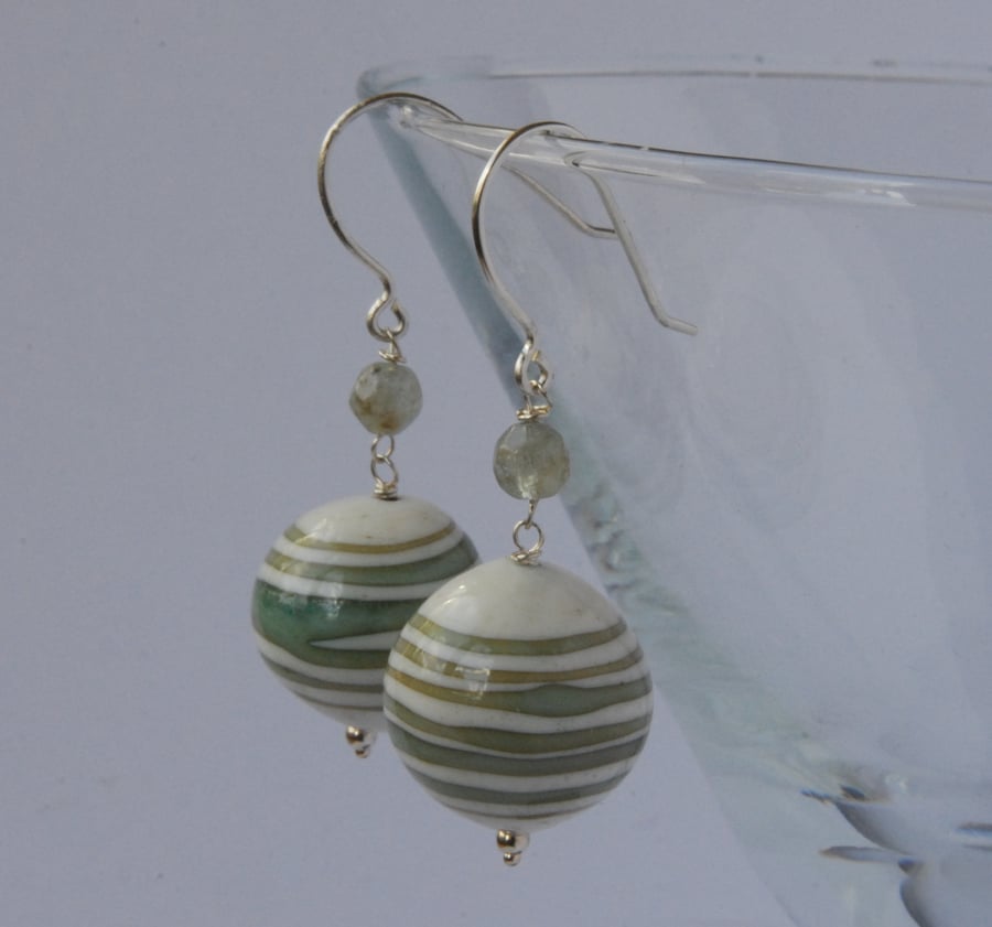 Murano glass, aquamarine and silver earrings