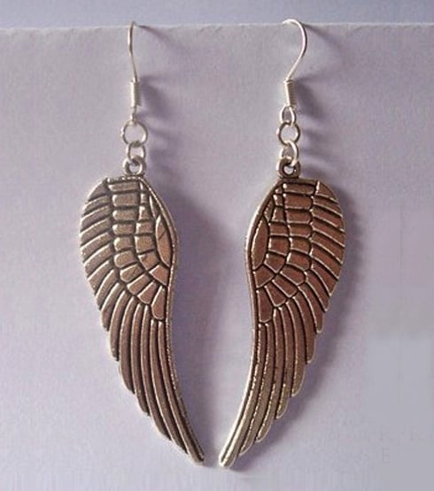 Angel Wing Large Silver Plate Earrings