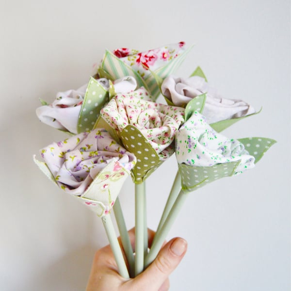 6 Handmade Fabric Flowers