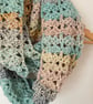 Mustard and Duck Egg Infinity Scarf - Handmade - Crochet - Chunky Scarves