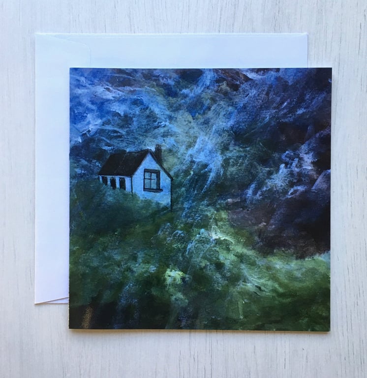 "Mountain Storm" Blank Greeting Card - Original Artwork - Acrylic