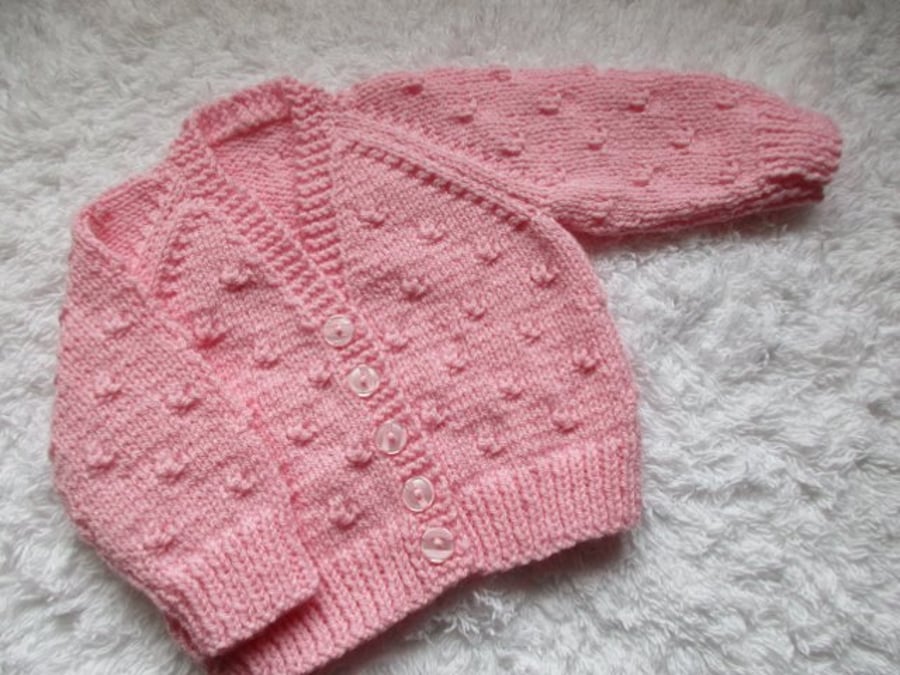 16" Baby Girls Pink Knots V Neck Cardigan