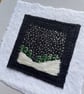 Winter snow scene, hand embroidered keepsake Christmas card. Mini embroidery art - Image 2