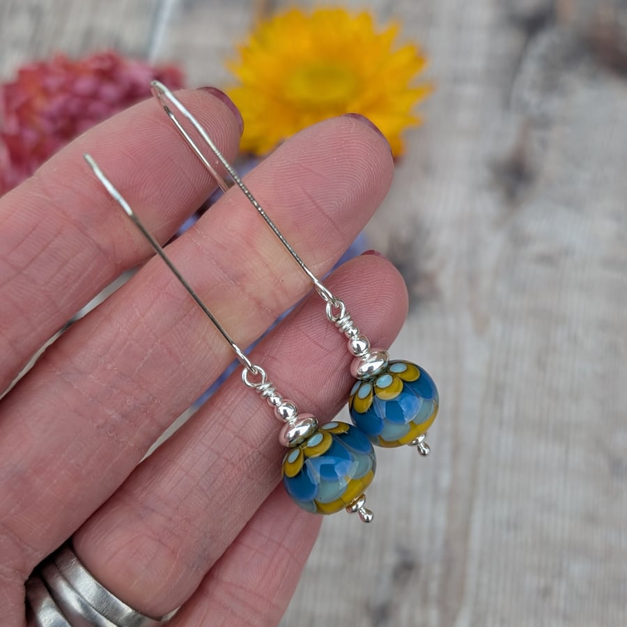 Sterling Silver Petals Lampwork Glass Bead Earrings - JBJ6022