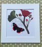 Unique Handcrafted Collage of a Red Admiral Butterfly with Quirky Botanicals - Image 1