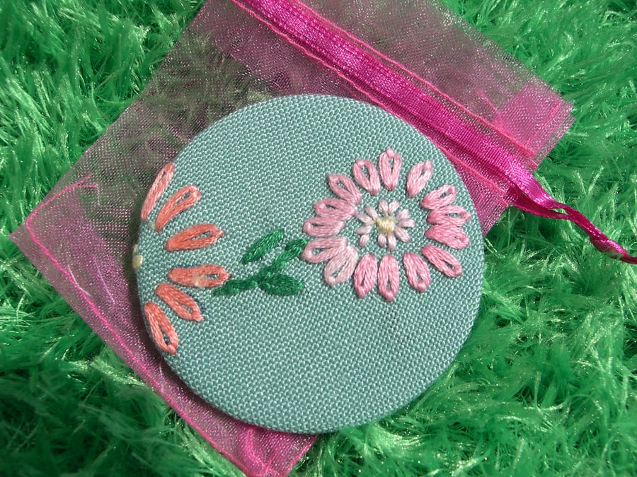 Vintage embroidered  pocket mirror