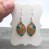 Decoupage and enamel scale earrings. Sterling silver. 