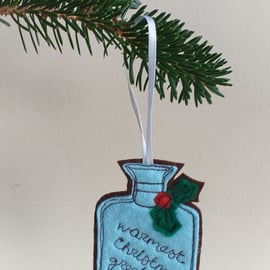 Felt Hot Water Bottle Christmas Tree Decoration