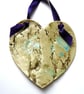 Ceramic Heart Plaque with Purple Ribbon - Image 1