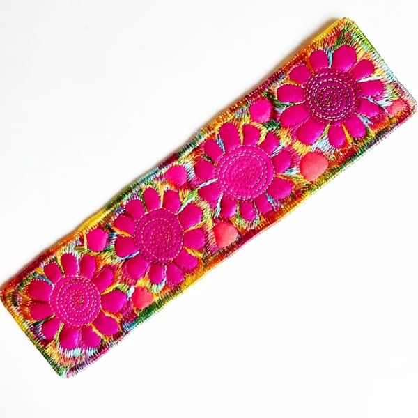 Handmade Embroidered Fabric Bookmark Textile Art Book Lover Gift 