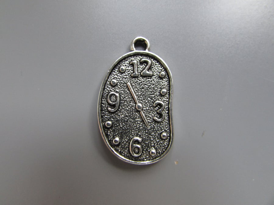 Silver Clock Tibetan Jewellery Charm