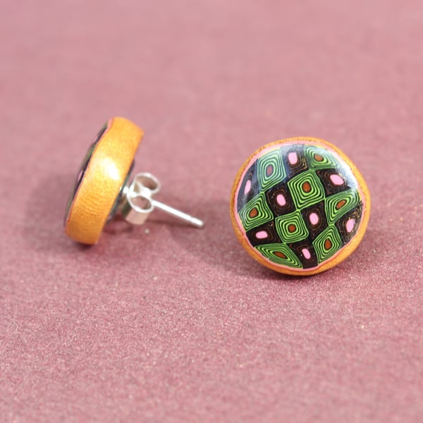 Hand Crafted Ear Studs - Modern Chic - Sterling Silver Pins