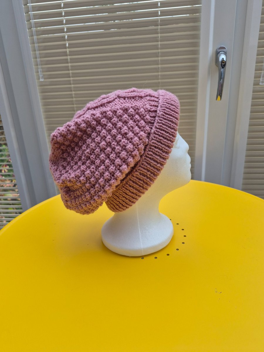Hand knitted slouchy hat 