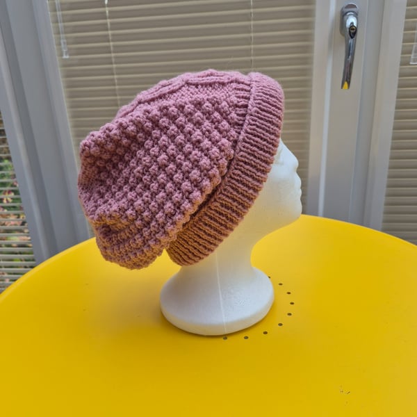 Hand knitted slouchy hat 