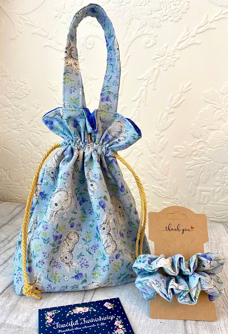 Beautiful Childs Bag - Dolly Bag  with matching hair scrunchies - girls bag set