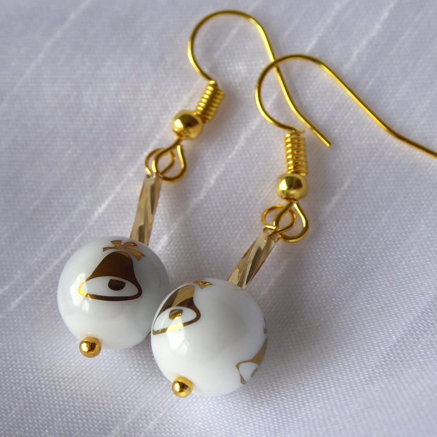 Christmas Bauble Golden Bells Earrings 