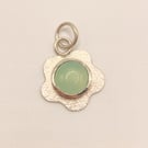 Handmade Silver Flower Pendant with Chrysoprase
