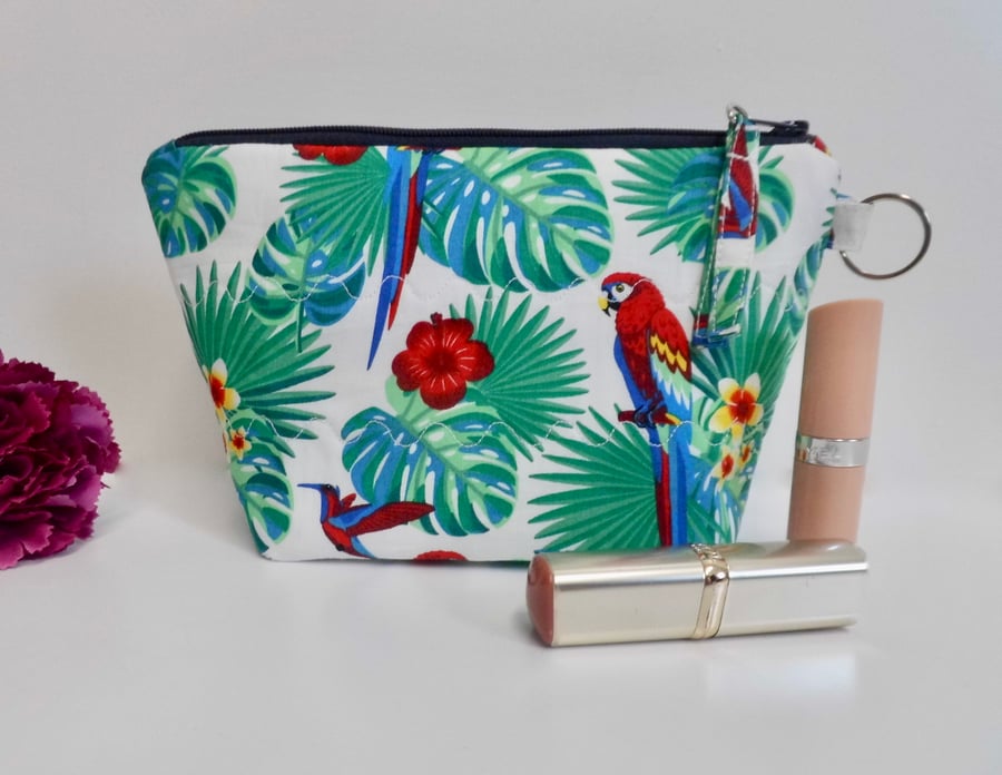 SOLD Make up bag in parrot print