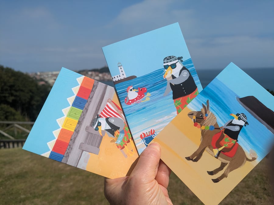 Funny seaside seagull card blank card