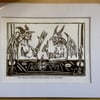 Two Devils Putting the World to Rights - Limited Edition - Linoprint