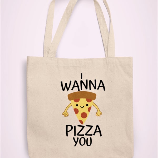 i wanna pizza you Tote Bag shopping bag - aniversary valentines gift present 