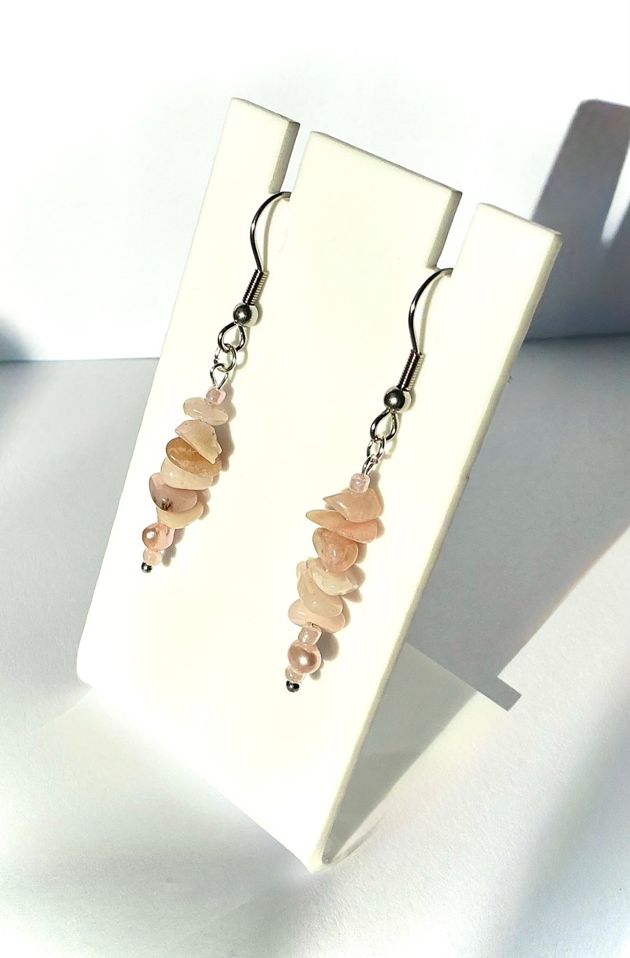 Pink Opal Chip Earrings