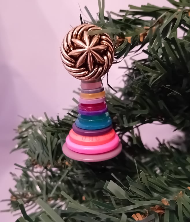 Colourful Button Christmas Tree Decoration - Large Star Topper