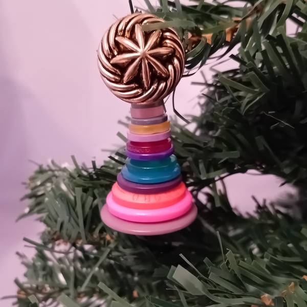 Colourful Button Christmas Tree Decoration - Large Star Topper
